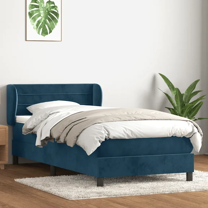 Giroletto a Molle con Materasso Blu Scuro 80x210 cm Velluto 3317593
