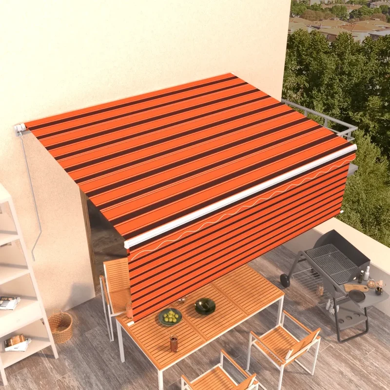 Tenda Sole Retrattile Manuale con Parasole 4x3m Arancio Marrone 3069300