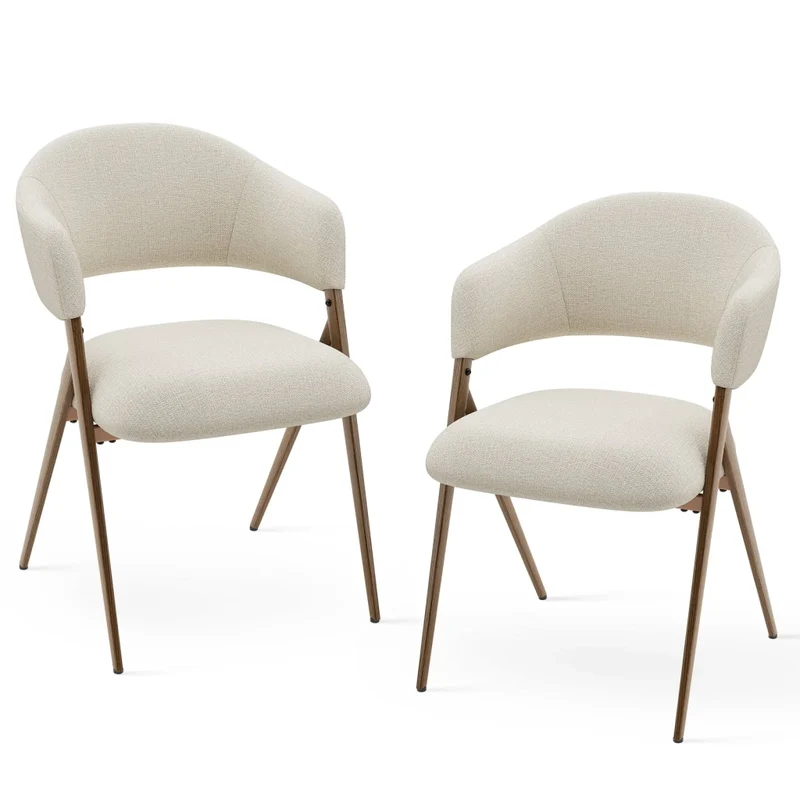 Set di 2 Sedie da Sala da Pranzo – Design Ergonomico e Confortevole, Stile Vintage - Beige