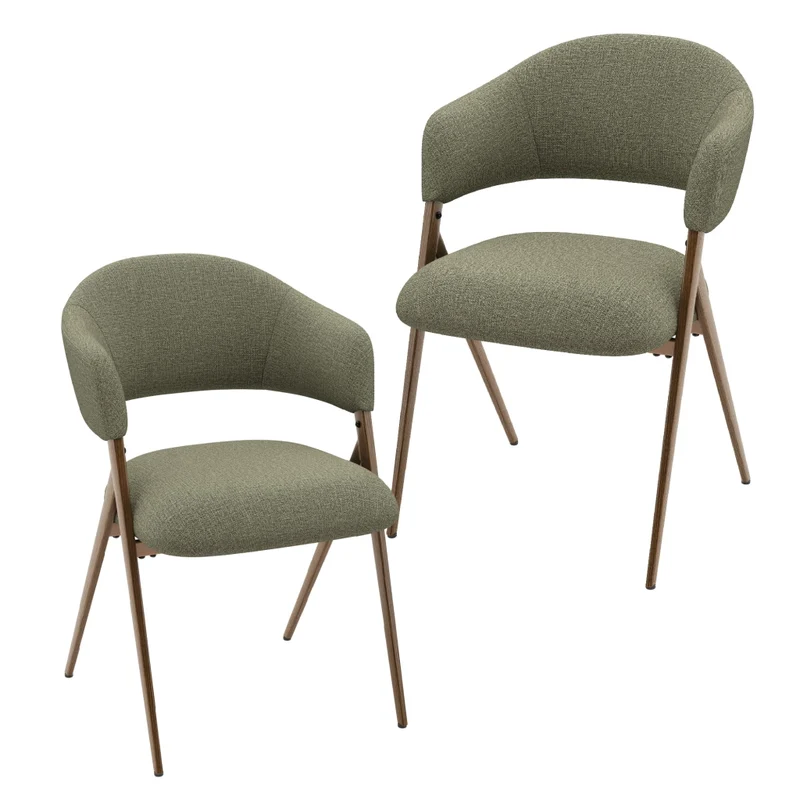 Set di 2 Sedie da Sala da Pranzo – Design Ergonomico e Confortevole, Stile Vintage - Verde