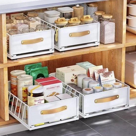 Organizzatore di cassetta estensibile per armadio cassettiera metallica con maniglia estraibile con maniglia per cucina 40 x 25 x 16 cm