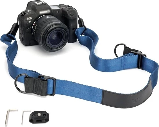 Supporto universale per la fotocamera - Cinturino regolabile per spalla per fotocamera + Piattaforma di rilascio rapido Swiss - BLAUW per fotocamere Canon Nikon Sony Fujifilm DSLR