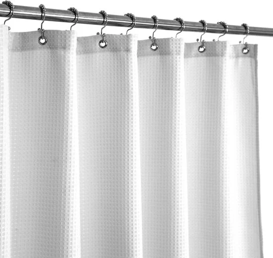 Douchegordino corto - impermeabile - 1 pezzo - bianco - tessuto a waffle - 167,6 cm
