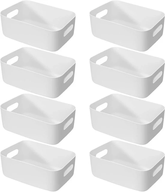 Set di contenitori di archiviazione da 8 - Scatole di plastica bianche - 30 x 20 x 12 cm