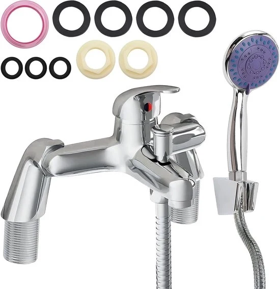 Kit di doccia con testa di doccia a mano e tubo di 1,5 m - Smontaggio facile - Unico manico - Spazzola per doccia - Set di doccia - Mistificatore per doccia e vasca