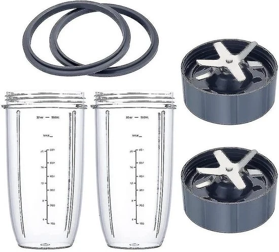 Compatibile con Nutri Bullet 600w/900w blender - inclusa grande tazza da 32 oz (946,4 ml) - coperchio e tappo riutilizzabile con gomma e pacchetto di sigillatura, compatibile con Nutri Bullet 600w/900w blenders