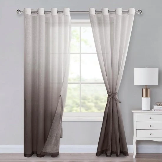Ombre tende con occhielli - set da 2 - marrone caffè - 245 x 140 cm