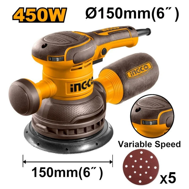Levigatrice Rotorbitale 450w Con 5pz Carta Abrasiva