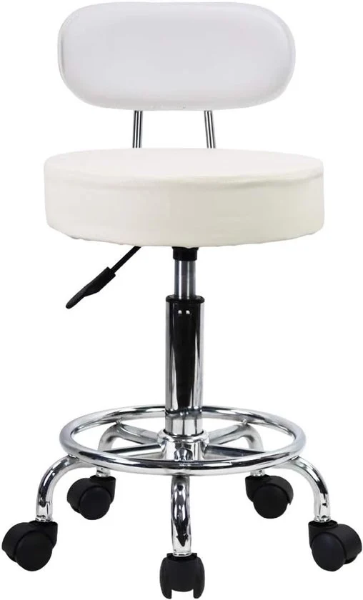 Sedia oscillante regolabile - Rotante e confortevole - 1 pezzo - Bianco - Pelle PU