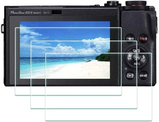 Protezione schermo per Canon G7 X Mark II / G7X / G9X Mark II / G9 X / G5X – Vetro temperato 9H – Anti-schegge & Anti-impronte digitali – Protezione display a vetro temperato – 3 pezzi