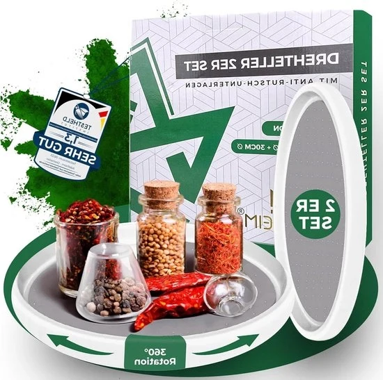 Organizzatore per frigorifero a rotazione con set di 2 supporti antiscivolo - diametro 25 cm + 30 cm - necessario codice HTML per piatto di rotazione elettrico
