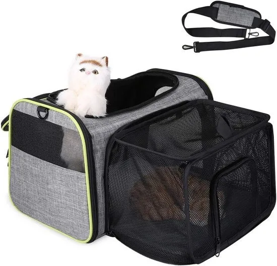 Zak per animali - Borsa trasportabile pieghevole per animali domestici - 42x28x28cm cinturino da spalla - grigio