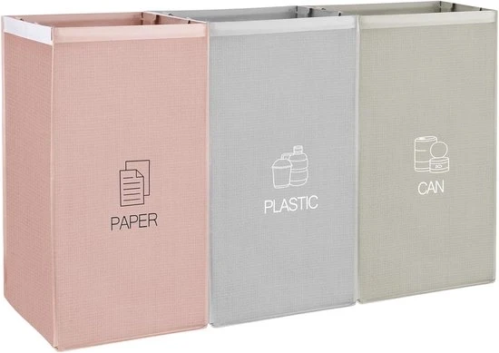 Sistema di separazione dei rifiuti - 3 caselle - riciclaggio - set a 3 pezzi