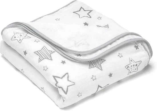 Coperta per Bambino multifunzionale - 120 x 120 cm - Bianco/Grigio - 100% Cotone Oeko-Tex