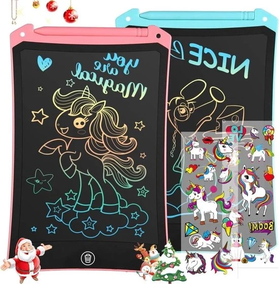 Due tablette LCD - Tavola di disegno colorata con magneti - Giocattolo educativo per bambini - Regalo per bambini di tutte le età - Tavola di disegno per bambini