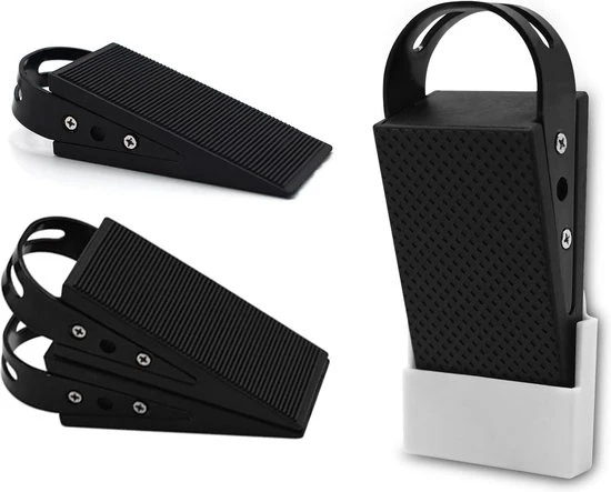 Stoppi di gomma per porte a pavimento - chiusura antiscivolo - stivabile - protegge le pareti - fermacarte e finestre - nero - set da 4 pezzi