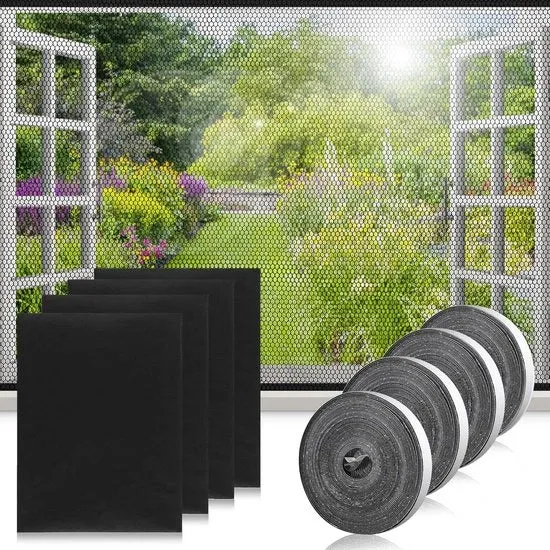 Intrame per finestre - Rete di zanzare autoadesiva - 4 pezzi - 130 x 150 cm
