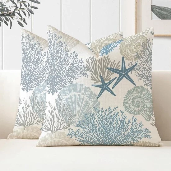 Set di cuscini acqua-resistenti - cuscini esterni decorativi - set da 2 - blu - 50 x 50 cm