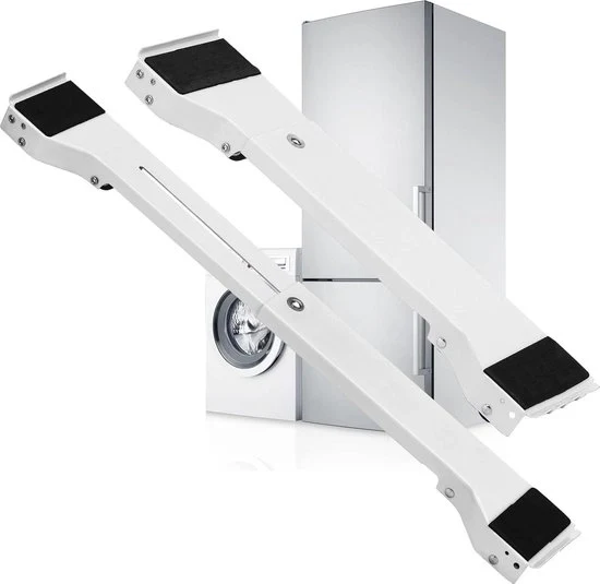 Struttura per Lavatrice Mobili Regolabile Base di Mobili per Frigorifero & Asciugatrice - Capacità di Carico 300 kg - Estendibile 50-71 cm - Bianco