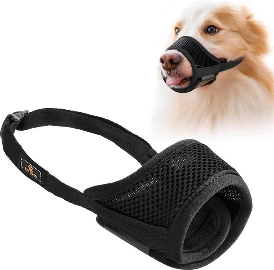 Collare per cani - chiusura con elastico - prevenzione del morso - respirabile - anello regolabile - nero M Collare per cani