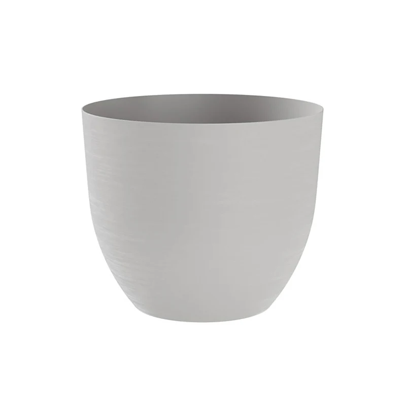 Vaso Rotondo Indoor e Outdoor Tera con Riserva D'acqua Over Cloud Ø48 cm in Plastica Grigio Chiaro