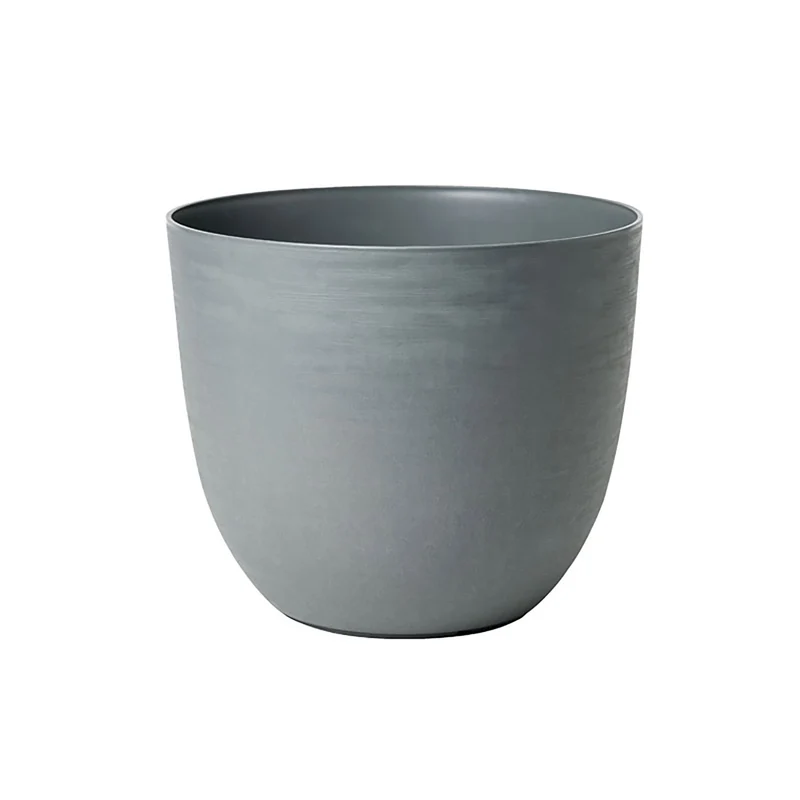 Vaso Rotondo Indoor e Outdoor Tera con Riserva D'acqua Over Fog Ø48 cm in Plastica Grigio
