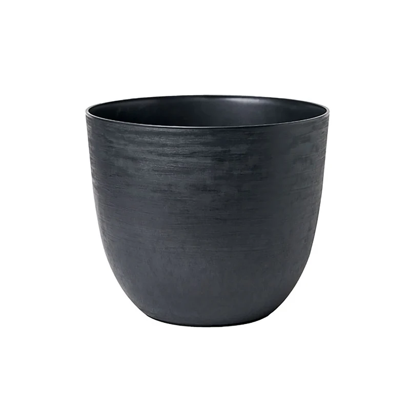 Vaso Rotondo Indoor e Outdoor Tera con Riserva D'acqua Over Black Ø58 cm in Plastica Nero