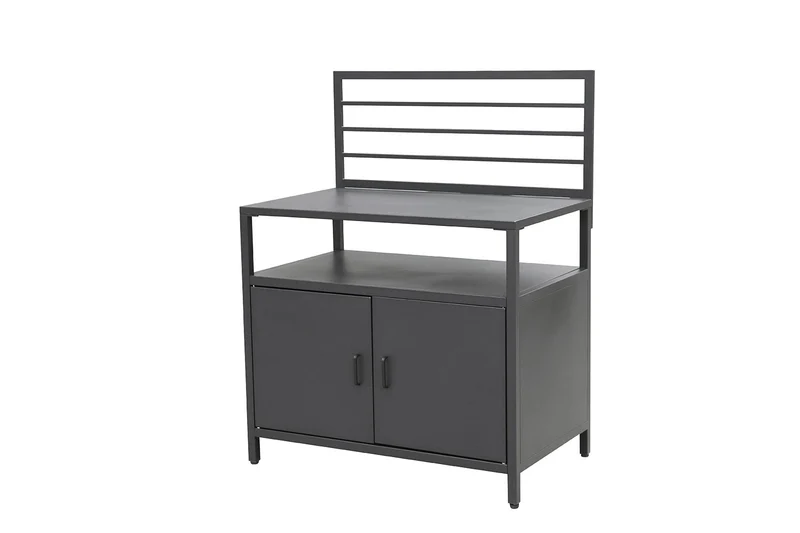 Modulo Componibile Ompagrill con Piano di Lavoro e Armadietto 100x61,5x130 cm in Alluminio Verniciato Nero