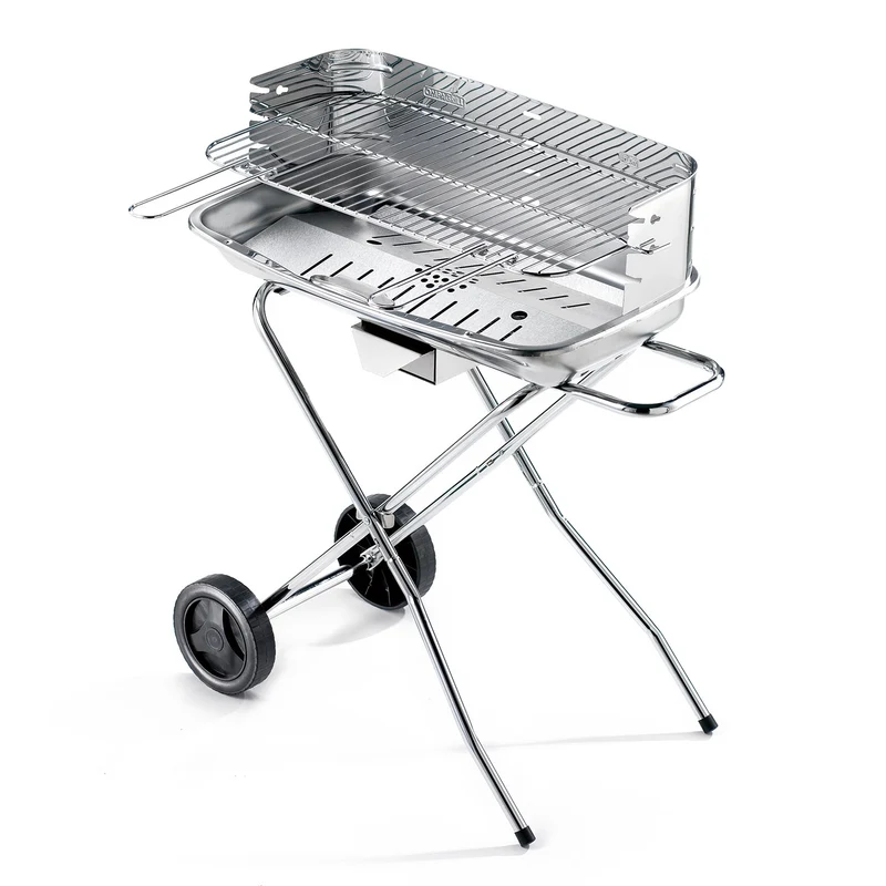 Barbecue a Carbone 60-40/rc pro Ompagrill Griglia 60x36 cm Struttura con Ruote in Acciaio Inox