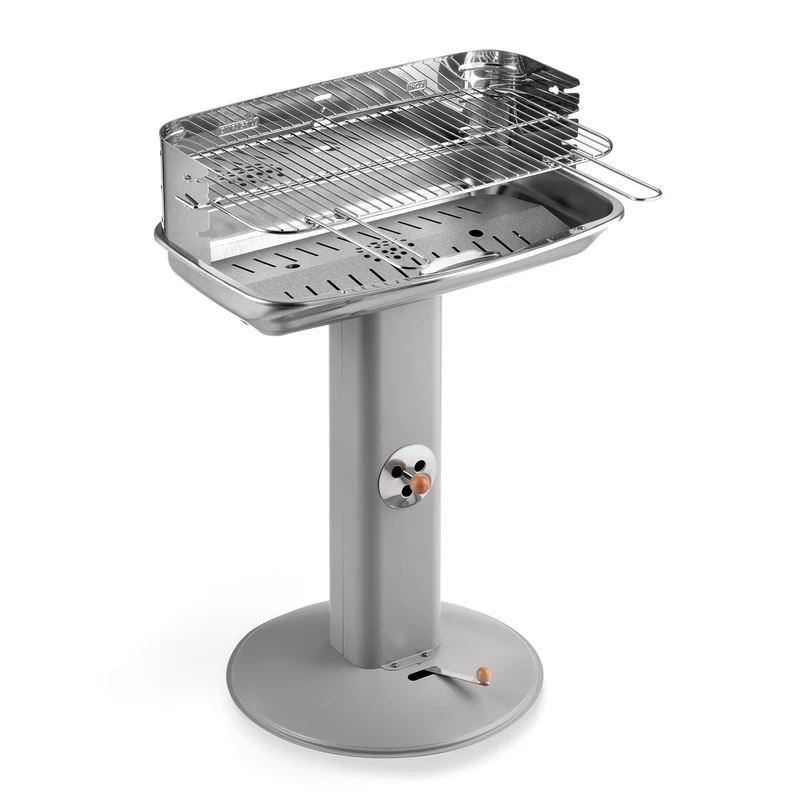 Barbecue a Carbone Venus 608/c Ompagrill Gamba a Colonna con Areazione in Acciaio Verniciato Grigio