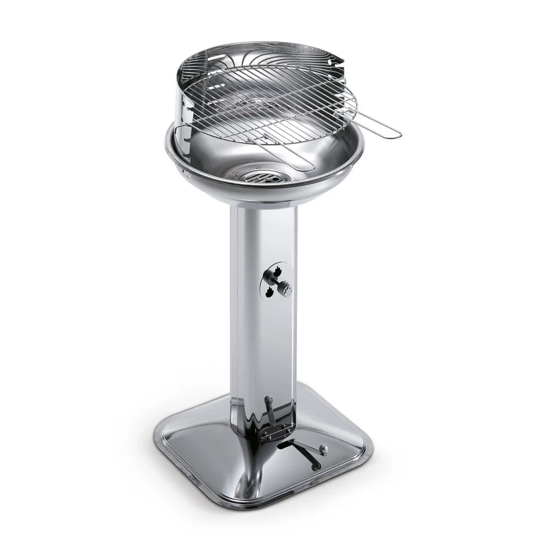 Barbecue a Carbone Venus 480 Ompagrill Griglia Ø44 cm Gamba a Colonna con Areazione in Acciaio Inox