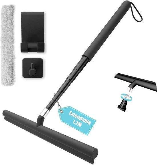 Asciugamano doccia nero, esterno, 30-120cm lunghezza del tirante Asciugamano doccia in silicone con supporto
