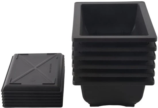 Set di 6 vasi per bonsai - vasi in plastica quadrati - con rete integrata