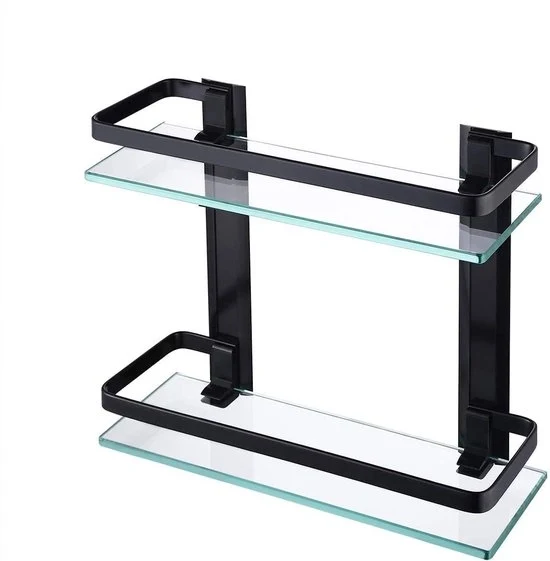 Porta bagno con maniglia - stile moderno - 1 pezzo - alluminio nero - vetro resistente