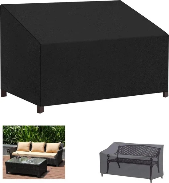 Banco per giardino 3 posti - Impermeabile, Resistente al vento - 1 pezzo - Nero - Tela Oxford Heavy Duty - 236 x 101 x 89/70 cm