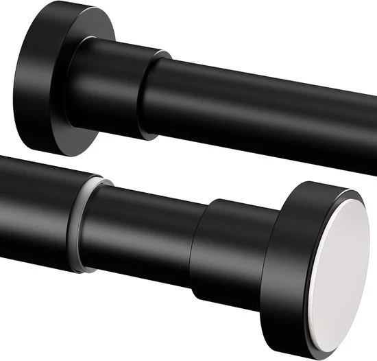 Telescopio maniglia di tenda - senza fori - 1 pezzo - nero - 72-145 cm