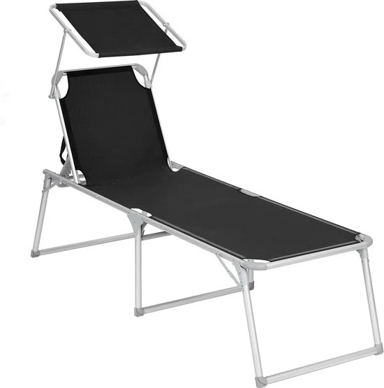 Sedia esterna extra grande, 65 x 200 x 48 cm, carico massimo 150 kg, con tettoia solare, schienale regolabile, ripiegabile, per giardino...
