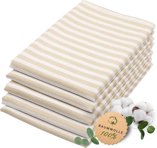 Set di 5 Asciugamani per Bambino – Cotone 50x70 cm – Disegno a Strisce – Beige – Duraturo e Fortemente Assorbente