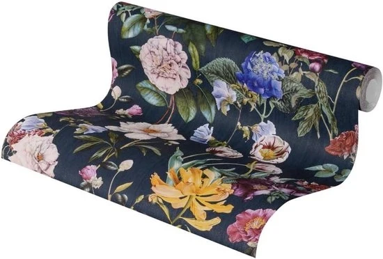 Velo da parete con fiori tropicali - ispirato alla natura - 10,05 m x 0,53 m - blu verde rosso
