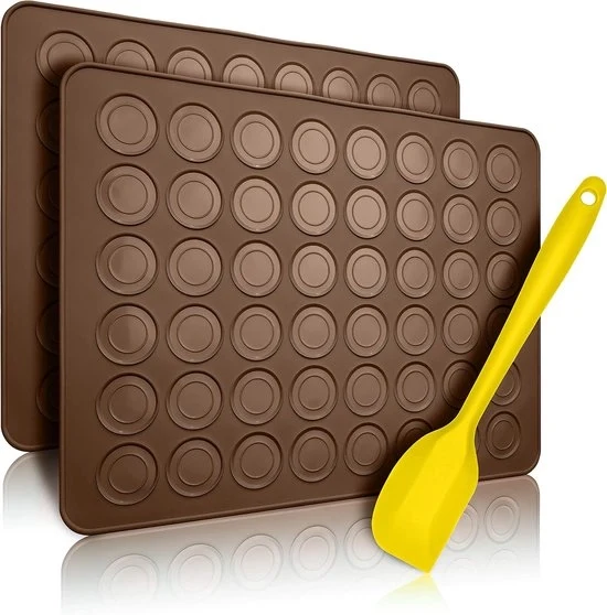 Tavolozze per biscotti in silicone per macarons perfetti - rivestimento antiscivolo - 2 pezzi - marrone - silicone