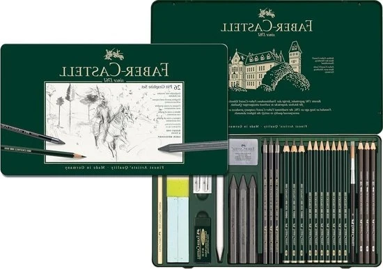 Set di matite grafite in astuccio metallico grande 26 pezzi - set di matite per schizzi e disegni