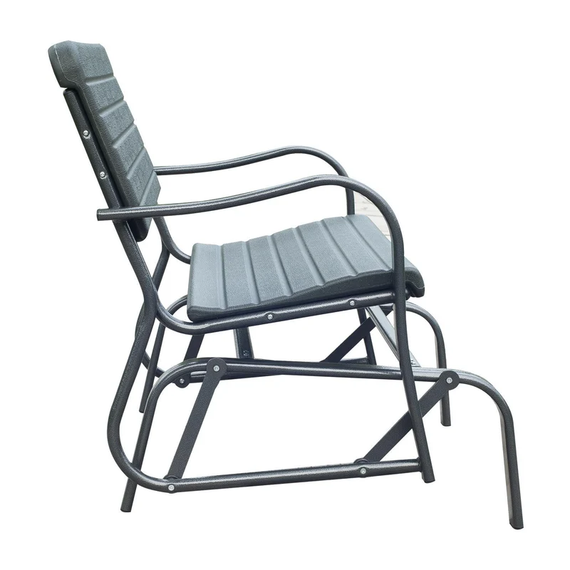 Panchina a Dondolo da Giardino in Metallo 125x73x88 cm Grigio