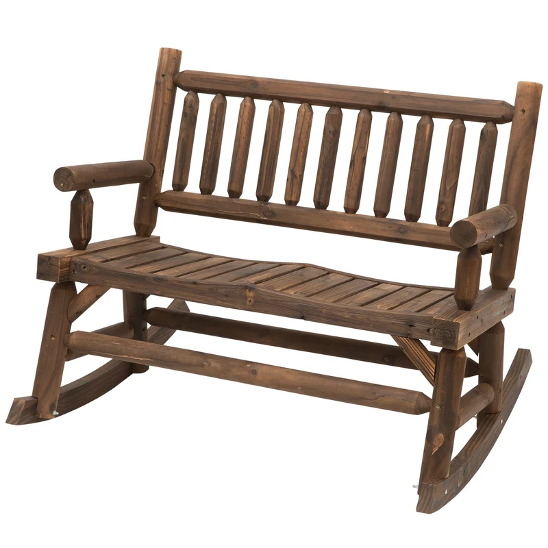 Panchina da Giardino a Dondolo 2 Posti 112x67x93 cm in Legno di Abete Rustico