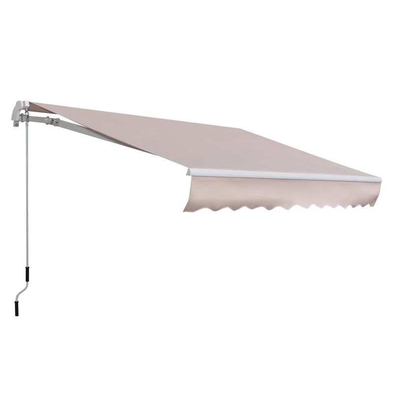 Tenda da Sole a Braccio 2.95x2m Avvolgibile Manuale a Parete in Poliestere Beige