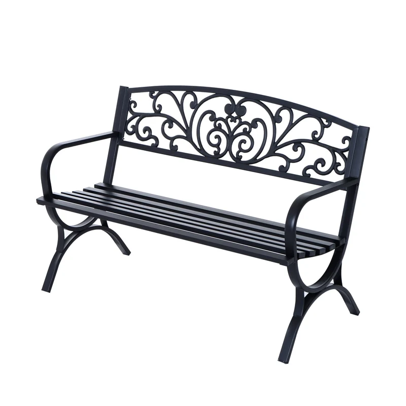 Panchina da Giardino 2 Posti in Ghisa Lavorata Nero 127x60x85 cm