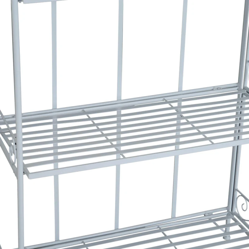 Fioriera Scaffale Portafiori Verticale a 4 Ripiani in Ferro Verniciato Bianco 71x33x164 cm