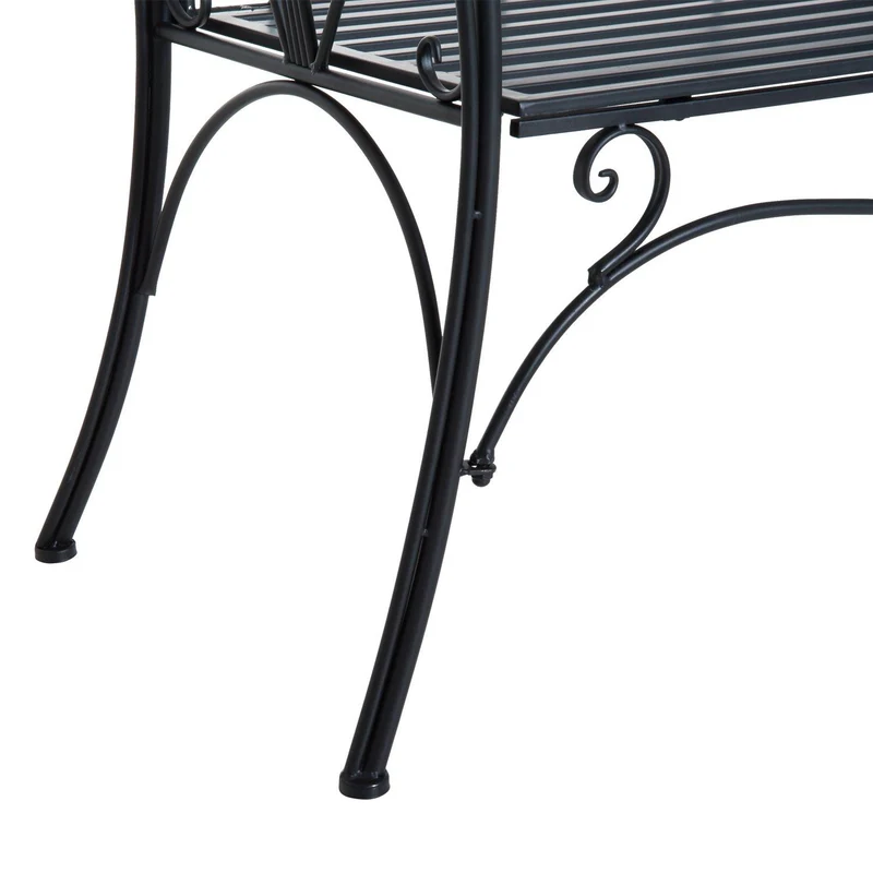 Panchina da Giardino 2 Posti in Metallo Nera 133x51.5x90 cm