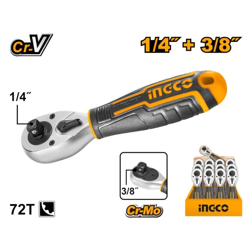 Cricchetto Reversibile 1/4 Poll+ 3/8 Poll
