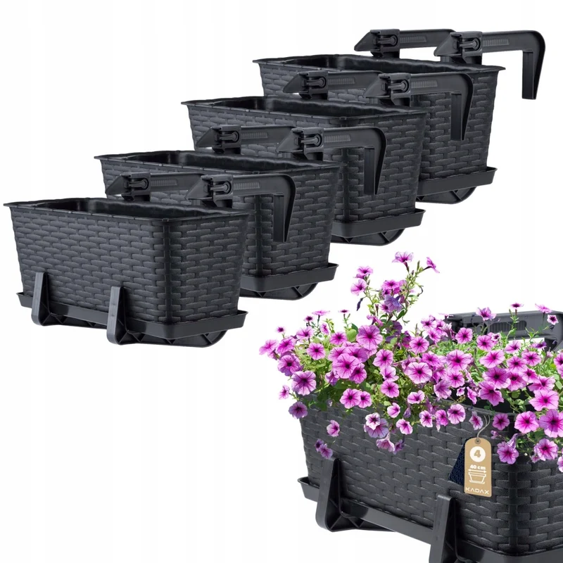 KADAX Supporto per vasi da fiori da balcone, 40 cm, 4 pezzi