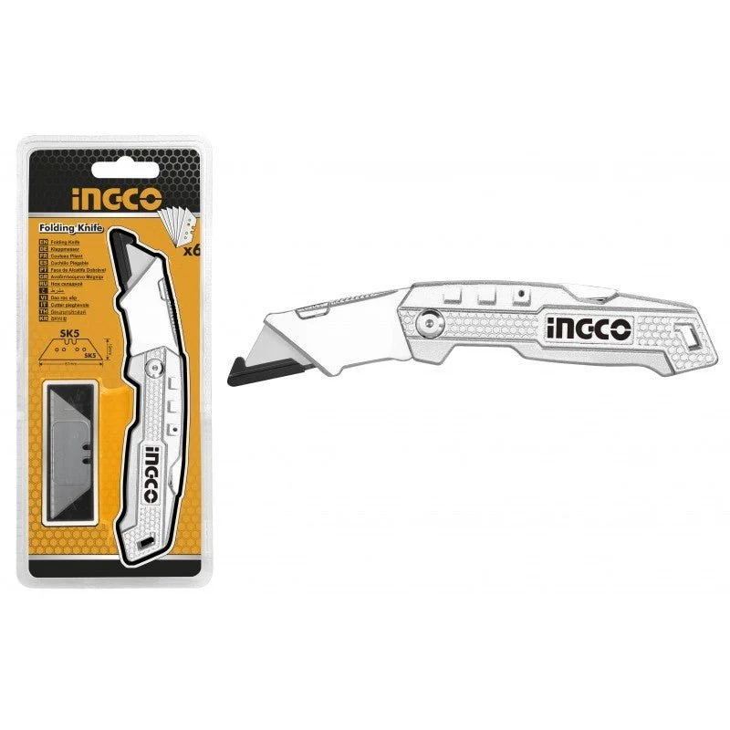 Cutter pieghevole Ingco 19x61 mm con 5 lame